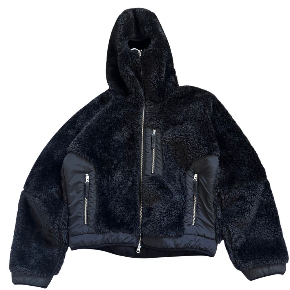 No Maintenance Black Fleece Hooded Bomber Jacket Size S